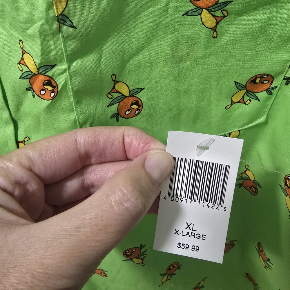 Disney Parks  Green Button Down Camp Shirt with Orange Birds SZ XL NWT - Picture 4 of 6